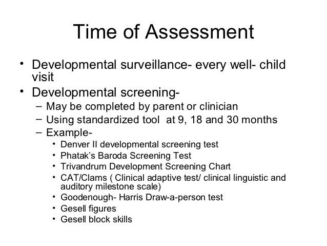 denver ii developmental screening test form